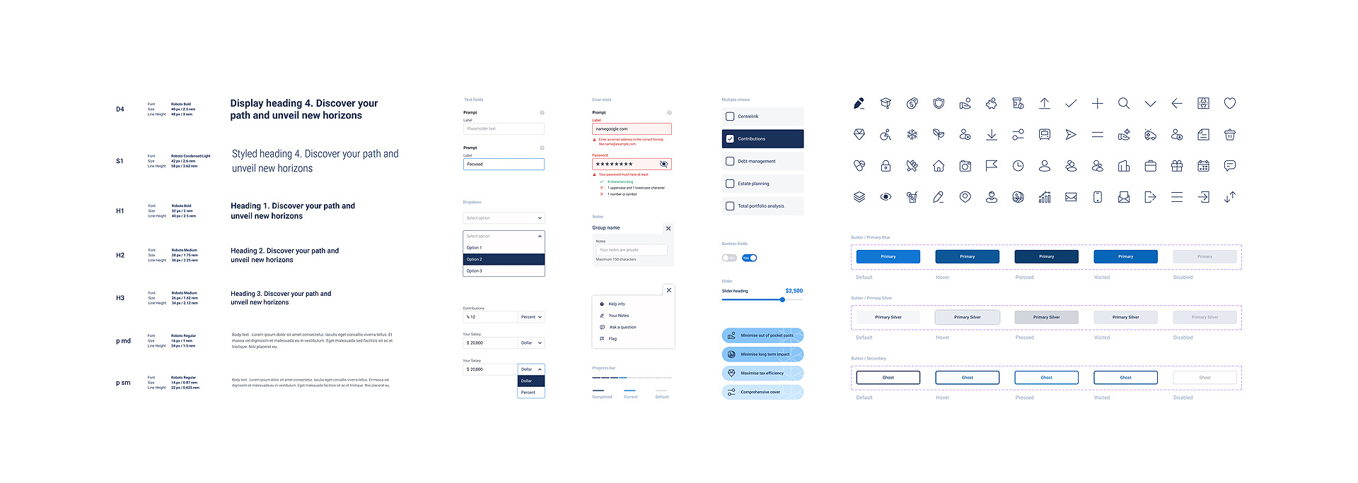 Design System uplift and maintenance. A collection of reusable components, typography, color and icons.